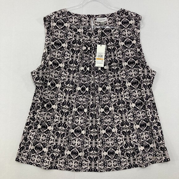 Calvin Klein Tops - New Calvin Klein size 3X Black White Abstract Sleeveless Knit Stretch Top Office